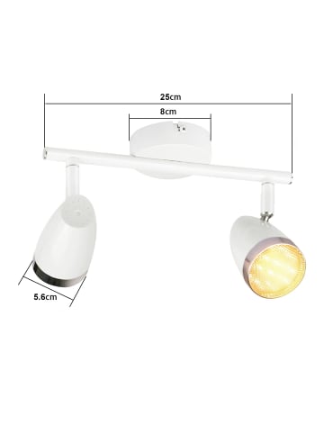 ZMH Deckenleuchte LED Drehbar Modern, Weiß 2-flammige Warmweiß 3000 K