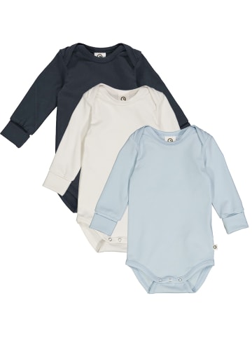 müsli Langarmbody 3er-Pack in blue/blue/cream