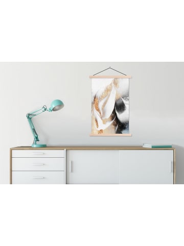 MuchoWow Poster mit Leiste Abstrakte Kunst weiß gold  (BxH)