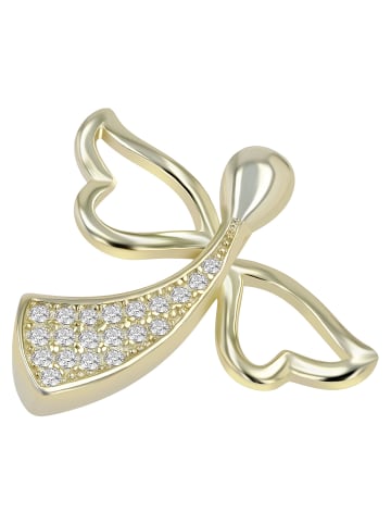 Adeliás Damen Anhänger – Engelanhänger aus 925 Silber mit Zirkonia in gold