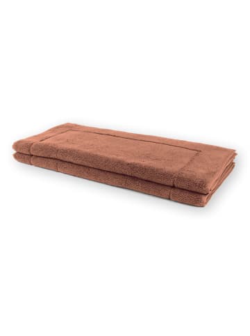Framsohn 2er Set: Zwirnfrottier Badematte "Easy" in Terracotta (L) 70 x (B) 50 cm