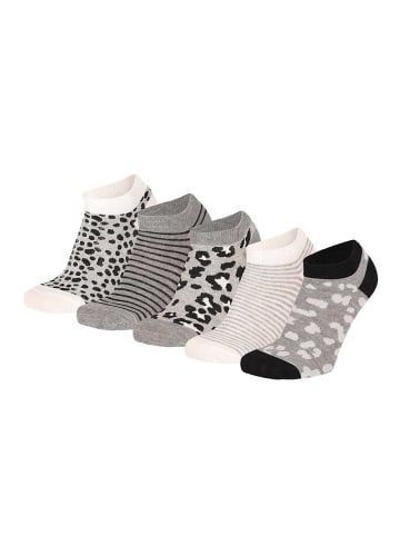 Yuhu Mädchen Sneaker-Socken 5er Pack mit Tiergesichtern Motivsocken in Grau