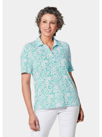 GOLDNER Kurzgröße: Druckpoloshirt Pikee-Druckpoloshirt in jadegrün / weiß