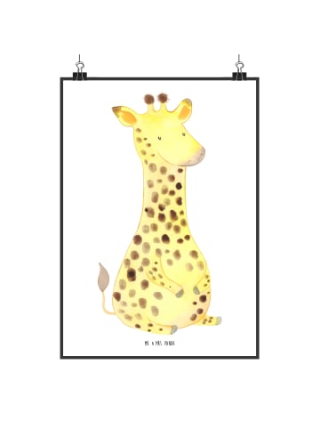 Mr. & Mrs. Panda Poster Giraffe Zufrieden ohne Spruch in Weiß