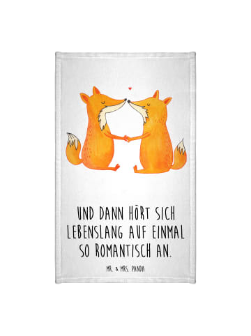 Mr. & Mrs. Panda Baumwollhandtuch Füchse Liebe mit Spruch in Weiß
