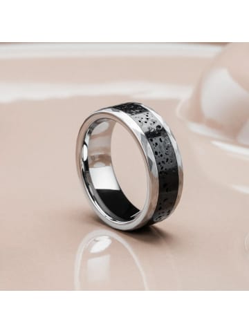 Holzkern Herren-Ring Sumo Lava/Wolfram Weite 62 Silber