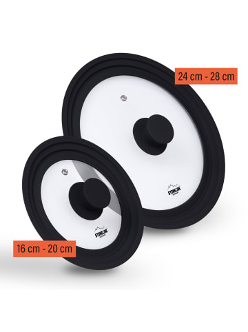 Stoneline Universal Glasdeckel Set 16/18/20 und 24/26/28 in Schwarz