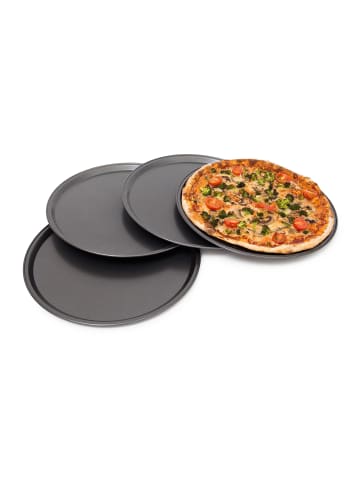 relaxdays 4er Set Pizzablech in Grau - Ø33 cm