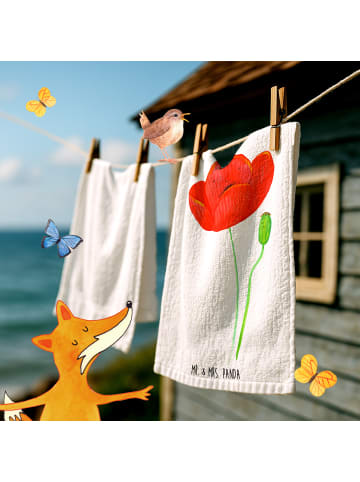 Mr. & Mrs. Panda Handtuch Blume Mohnblume ohne Spruch in Weiß