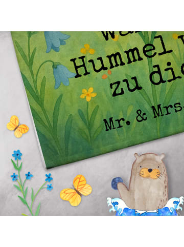 Mr. & Mrs. Panda Gästehandtuch Hummel Blume Design mit Spruch in Weiß
