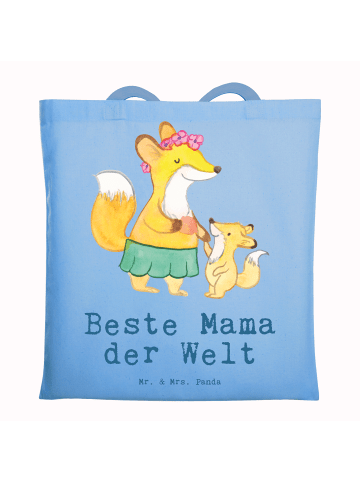 Mr. & Mrs. Panda Tragetasche Fuchs Beste Mama der Welt mit Spruch in Sky Blue