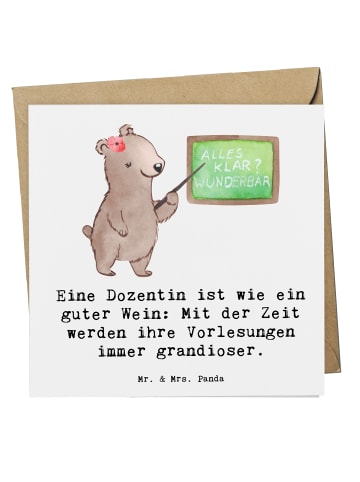 Mr. & Mrs. Panda Einladungskarte Dozentin Genuss mit Spruch in Weiß
