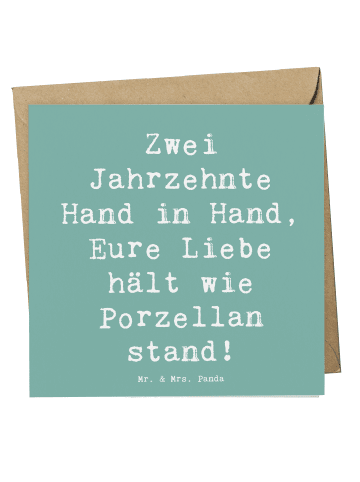 Mr. & Mrs. Panda Deluxe Karte Spruch 20. Hochzeitstag Porzellanh... in Meeresbrise