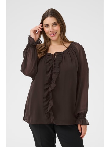 KAFFE curve Langarm-Bluse KCmilanna Regular fit in Black Coffee