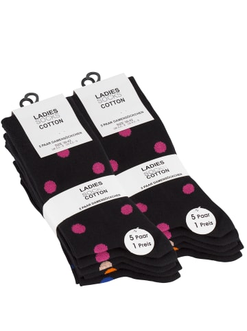 Vincent Creation® Baumwoll Socken - DOT 10 Paar in Schwarz/Bunt