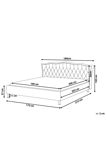 Beliani Doppelbett METZ in Weiß/Silber - (W) 185 x (H) 92 x (L) 214 cm