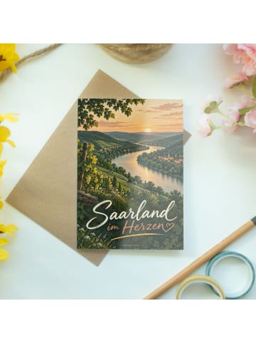 Grußkarte Landschaft regional Design mit Spruch in Weiß