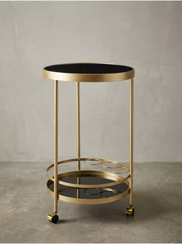 KADIMA DESIGN Goldener Servierwagen mit Retro-Charme und schwarzem Sicherheitsglas