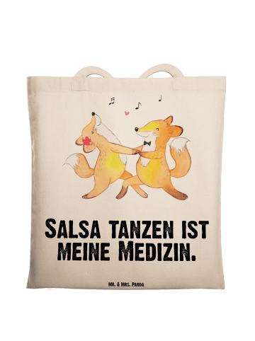 Mr. & Mrs. Panda Shopping Bag Füchse Salsa tanzen mit Spruch in Creme
