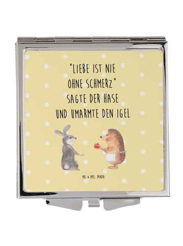 Mr. & Mrs. Panda Kosmetikspiegel klappbar Hase Igel mit Spruch in Gelb Pastell