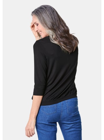 GOLDNER Chiffon-Shirt mit 3/4-Arm, Rundhals in schwarz