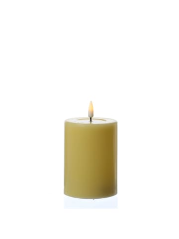 Deluxe Homeart LED Kerze Mia Echtwachs flackernd H: 10cm D: 7,5cm in gelb