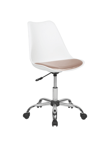 Beliani Bürostuhl DAKOTA in Weiß/Gold/Rosa - (W) 60 x (H) 79 x (L) 60 cm
