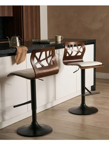 Beliani 2-tlg Drehhocker PETERSBURG in Braun/Weiß/Schwarz