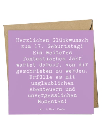 Mr. & Mrs. Panda Einladungskarte Spruch 17. Geburtstag Abenteuer... in Lavendeltraum
