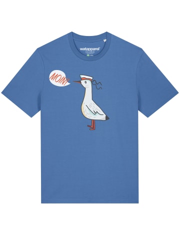 wat? Apparel T-Shirt Moin Seagull in Bright Blue