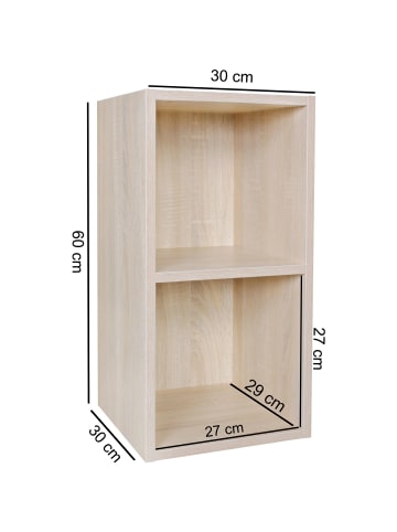 KADIMA DESIGN Bücherregal Praktisch | Sonoma-Dekor, 2 Böden, 30x60x30cm in Beige