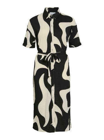 Vila Legeres Blusen Kleid mit Kragen und Flammen Print Design in Schwarz