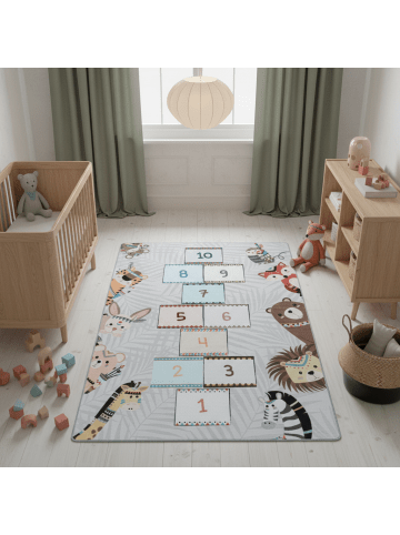KADIMA DESIGN Kinderteppich Waschbar Hüpfspiel TRAUN Strapazierfähig OEKO-TEX