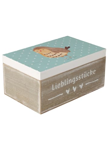 Mr. & Mrs. Panda Geschenkbox Eule Zufrieden ohne Spruch in Türkis Pastell