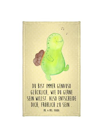 Mr. & Mrs. Panda Gästehandtücher Schildkröte Pfeifen mit Spruch in Gelb Pastell
