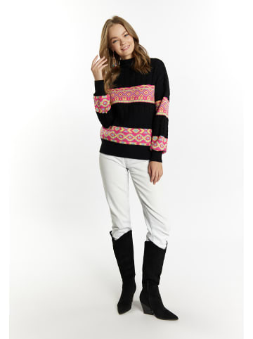 IZIA Damen Pullover in Schwarz Mehrfarbig