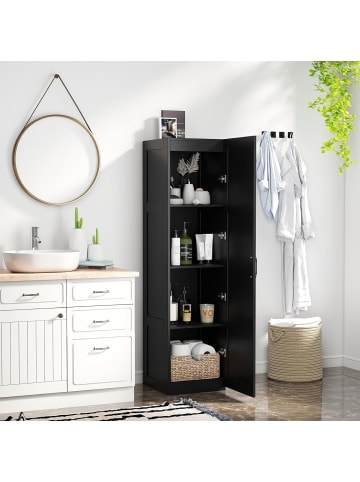 COSTWAY 4-stufig Hochschrank 150cm in Schwarz