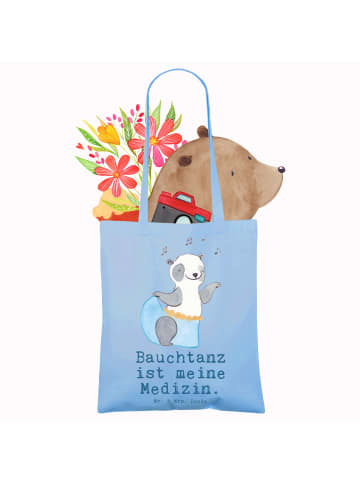 Mr. & Mrs. Panda Tote Bag Panda Bauchtanz mit Spruch in Sky Blue