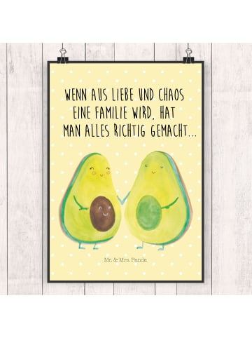 Mr. & Mrs. Panda Bild Avocado Pärchen mit Spruch in Gelb Pastell