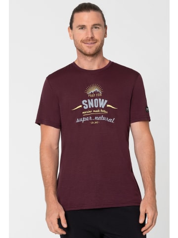 super.natural Merino T-Shirt M PRAY FOR SNOW TEE in weinrot