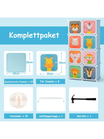 COSTWAY Regalsystem mit 8 Würfeln in Blau