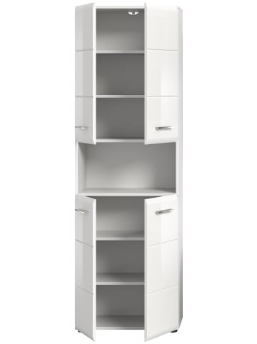 xonox.home Hochschrank breit in Weiß/Weiß Hochglanz - (B) 60 x (H) 185 x (T) 30