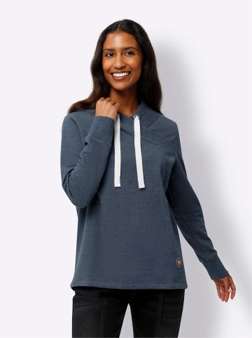 Heine Longsweatshirt in dunkelblau-ecru-meliert