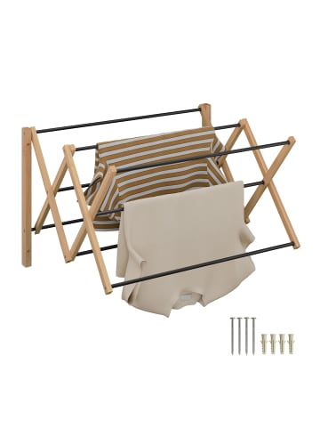 relaxdays Wäscheständer Natur/ Schwarz - (B)71,5 x (H)45 x (T)59 cm