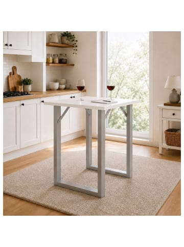 VCM  Holz Bartisch Stehtisch Tisch Tresen Xona 80x50 cm in Silber / Weiß