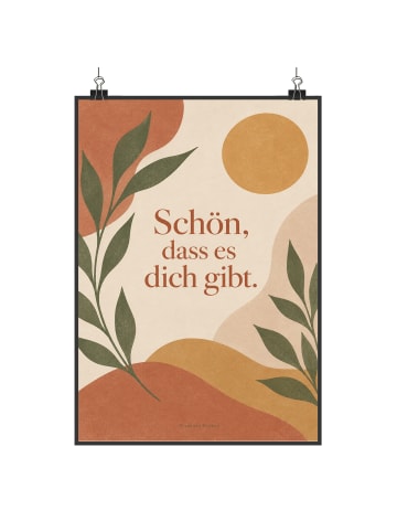 Wandbild Pflanze minimalistisch Design mit Spruch in Weiß