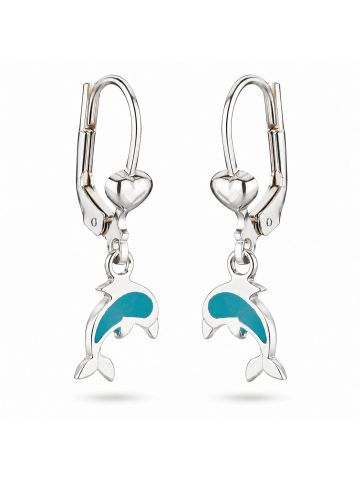 schmuck23 Silber Ohrringe 925 Türkis Delfin 0,7 cm x 0,8 cm