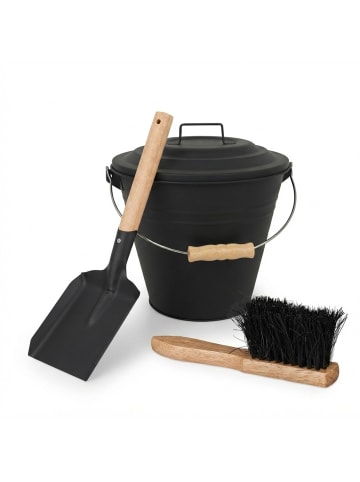 relaxdays 3-tlg. Ascheeimer Set in Schwarz - 15 Liter