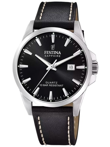 Festina Herrenuhr mit Lederband Schwarz