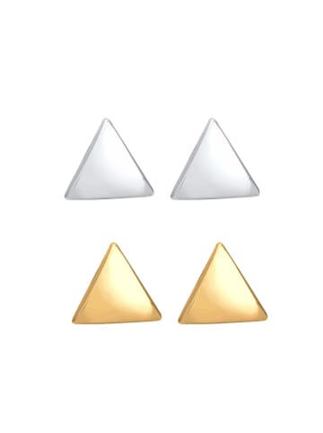 Elli Ohrringe 925 Sterling Silber Bi Color_Tri Color, Dreieck in Gold